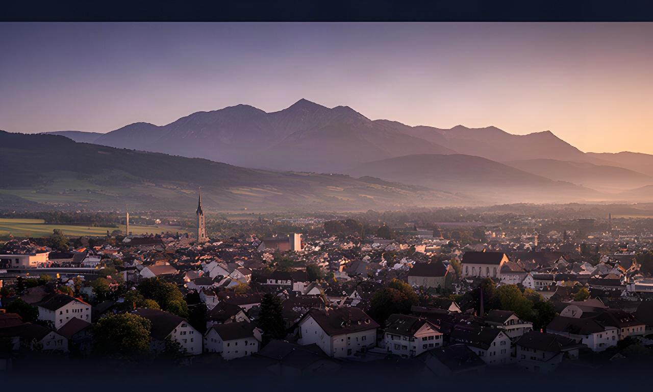 Grenchen und die Jurahänge im Abendlicht mit regionaler Stadtansicht